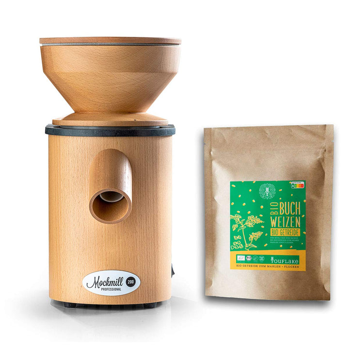 Getreidemühle Mockmill Professional 200 | frisches Mehl | Made in Germany |+ 2,5 kg Bio Buchweizen P