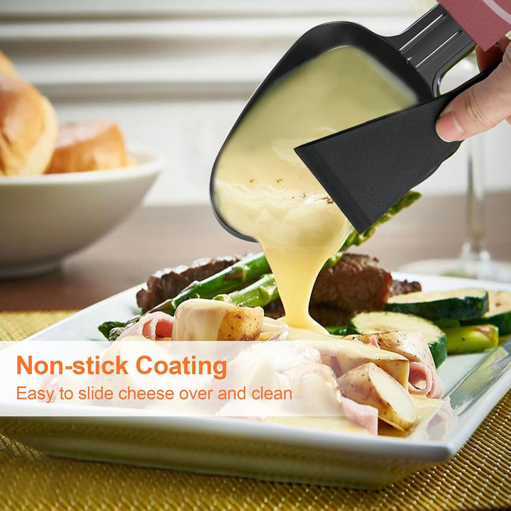 8er Set Raclette Pfännchen antihaftbeschichtet, Mini Grill Pfännchen Ersatz mit 8 Schaber und buntem