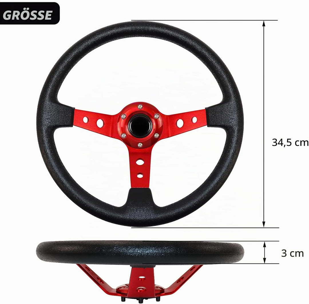 Acclcors Universal Rennlenkrad,Drifting Lenkrad, Gaming Lenkrad 13.6" 6 Schrauben Grip Vinyl Leder D