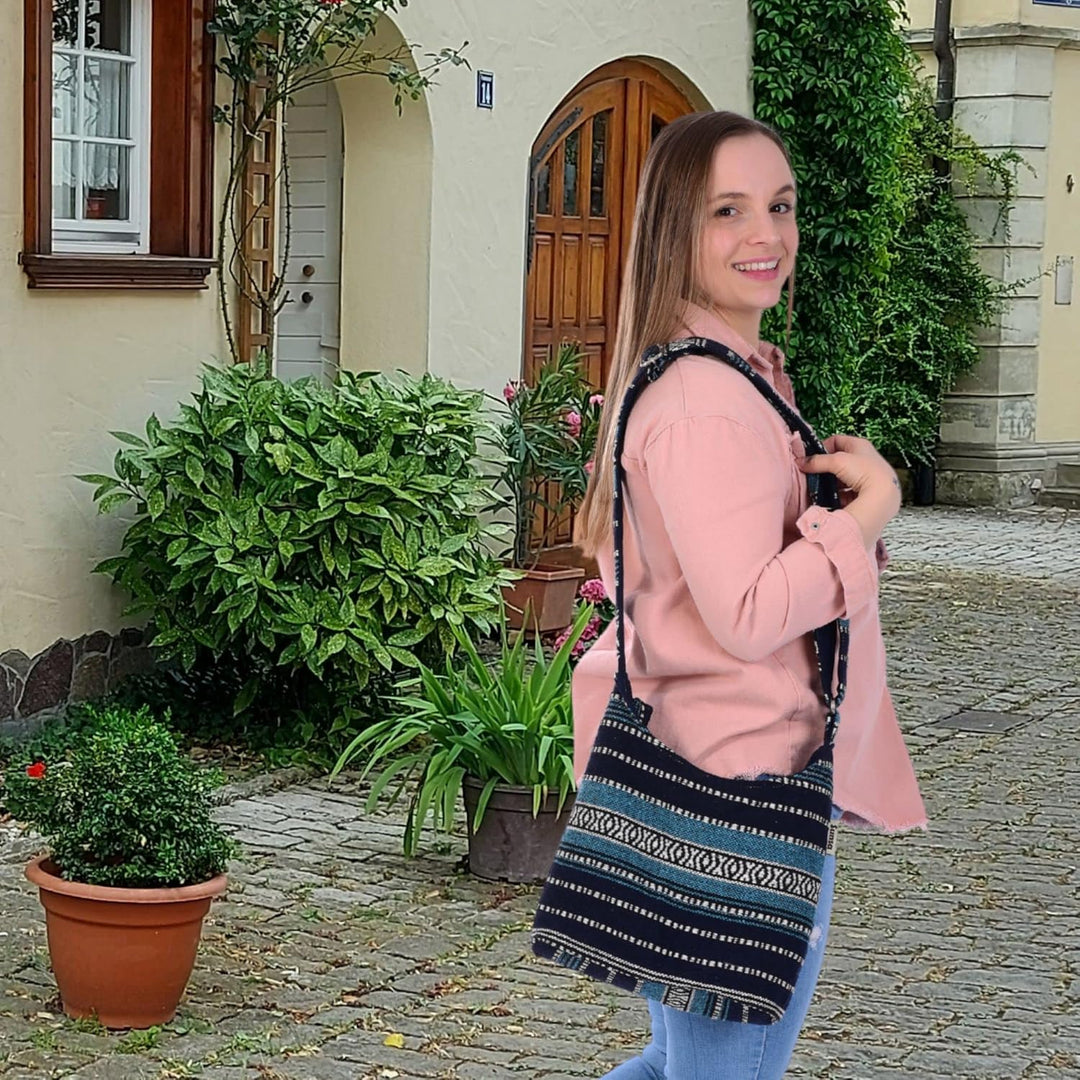 Sunsa Damen Umhängetasche. Hobo Tasche aus gewebter Baumwolle mit verstellbare Henkel. Crossbody Sch