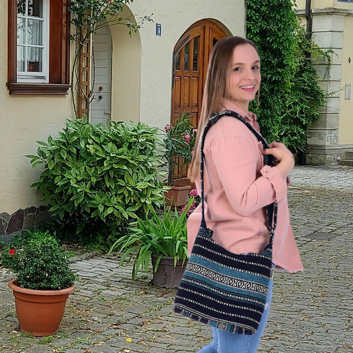 Sunsa Damen Umhängetasche. Hobo Tasche aus gewebter Baumwolle mit verstellbare Henkel. Crossbody Sch