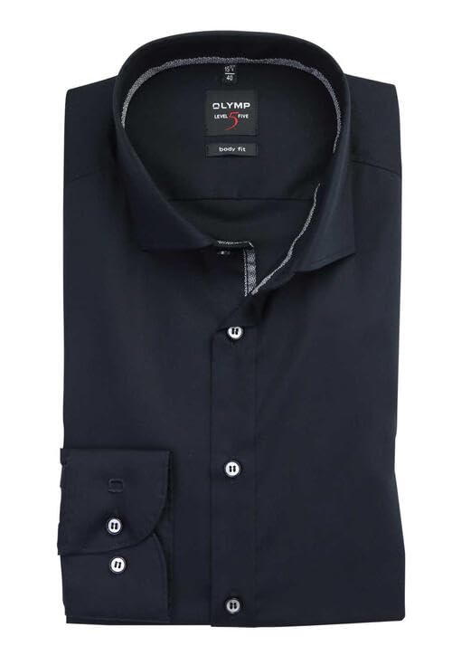 OLYMP Level Five Body fit Hemd extra Langer Arm Haifischkragen schwarz 38 Schwarz, 38 Schwarz