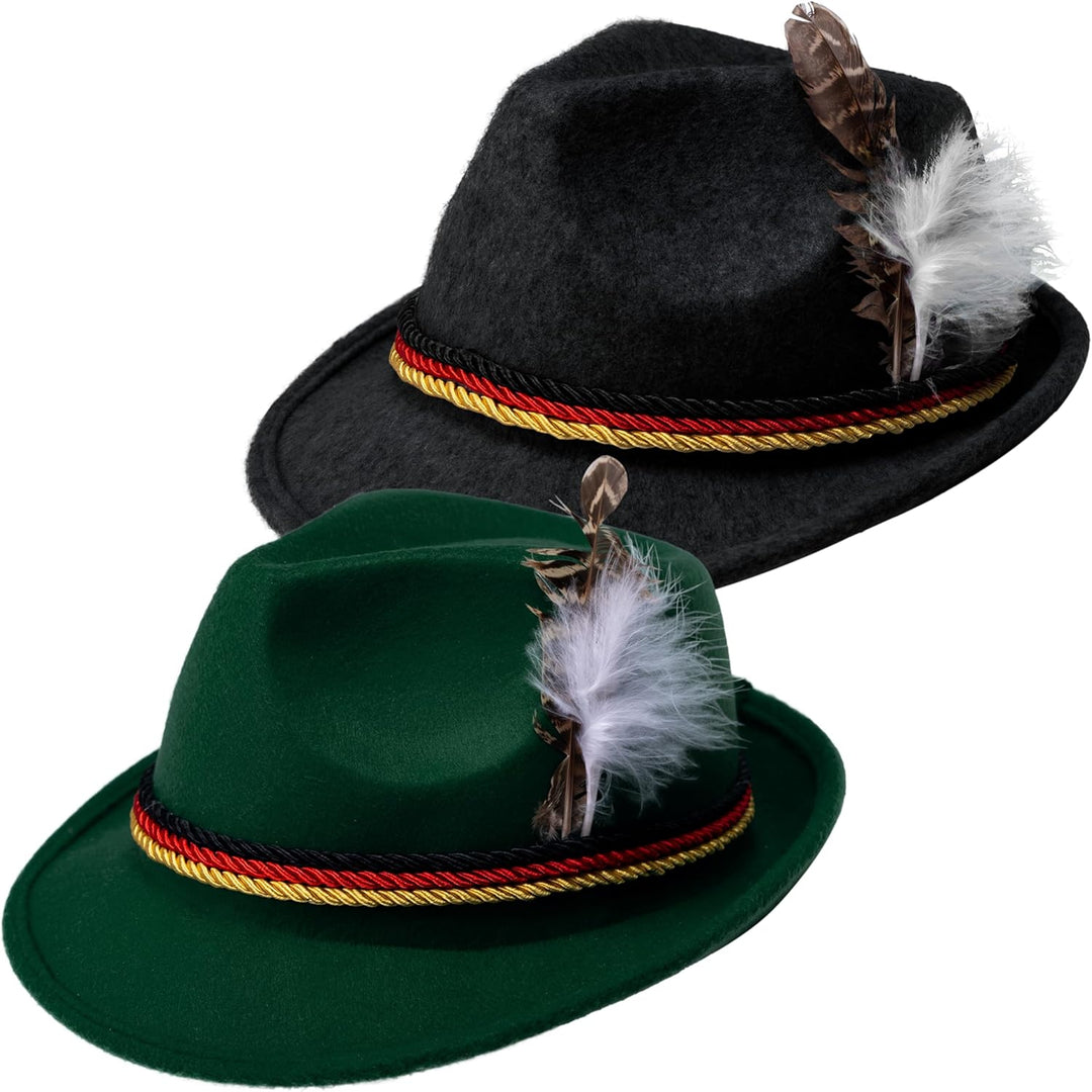 Spooktacular Creations 2 German Alpine Hats Costume Accessories, Retro Bavaria Traditional Hat Felt