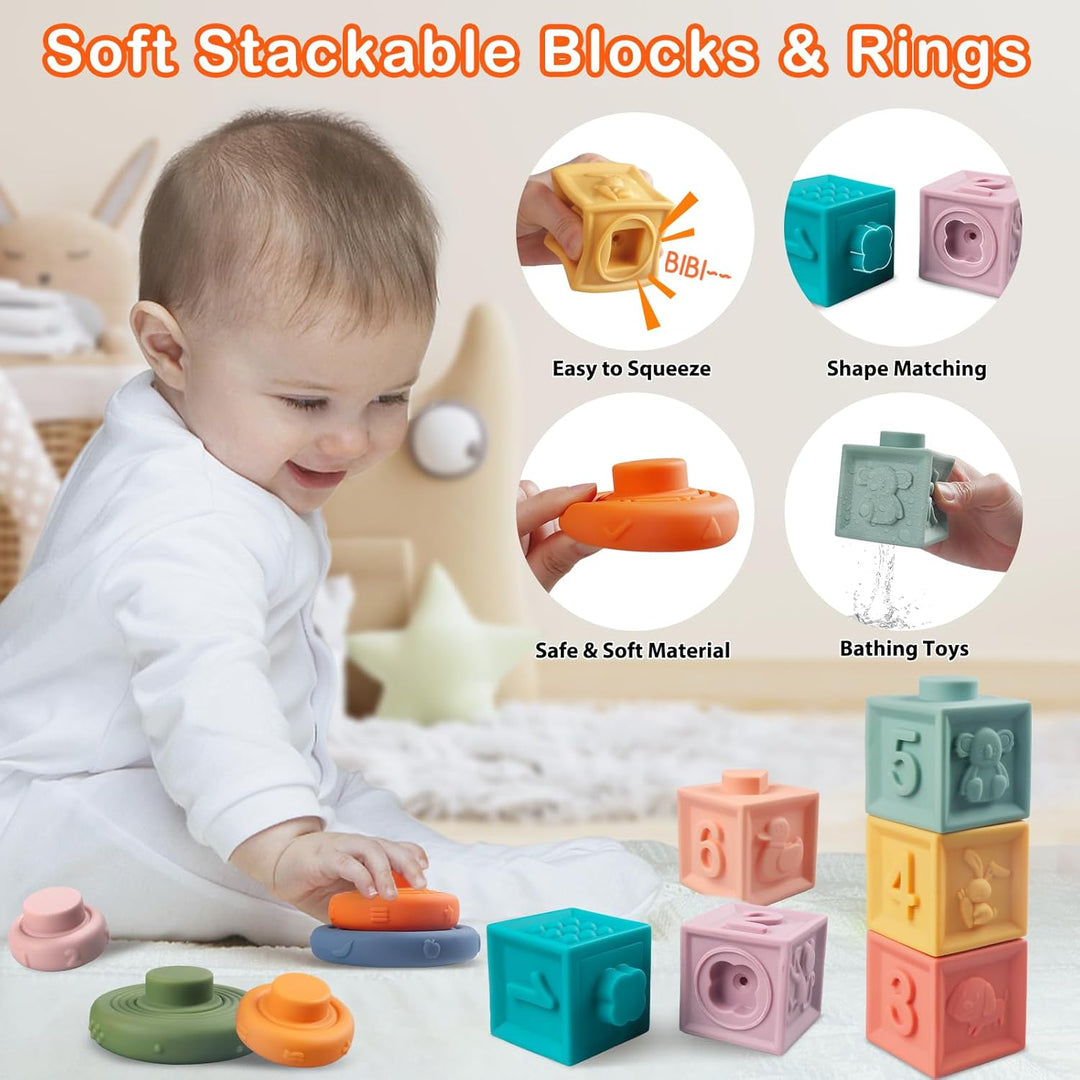 Aliex Baby Spielzeug, Montessori Babyspielzeug – Motorikspielzeug | Stapelturm | Stapelsteine | Moto