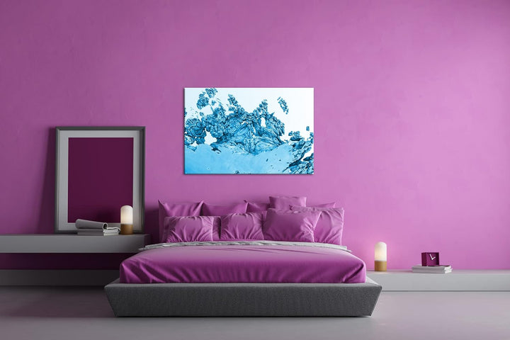 deyoli kunterbuntes Fraktal Format 80x60 Effekt: Monocrome Blau als Leinwandbild, Motiv fertig gerah