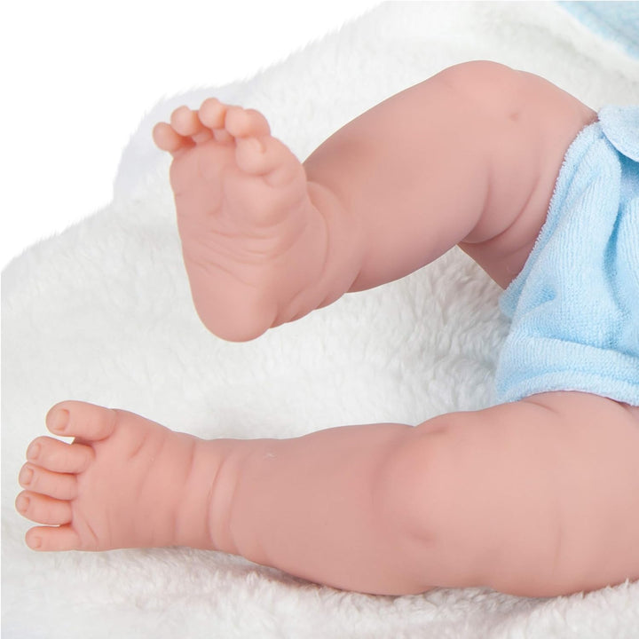 JC TOYS - La Newborn Babypuppe 38 cm aus weichem Vinyl, inklusive Kleidung, Dinosaurier-Plüsch und 4