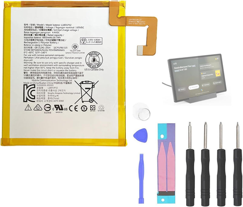 Aousavo L18D1P32 ersatz akku Kompatibel mit Lenovo Smart Tab M10 TB-X605F TB-X605FC mit Free Toolkit