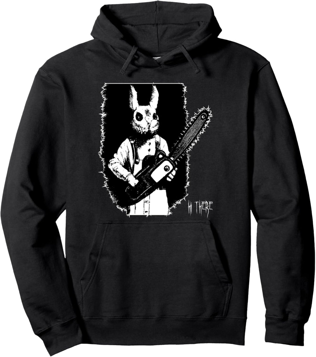 "Hi There" Horror Bunny Kettensäge Grindcore Batcave Gothic Pullover Hoodie