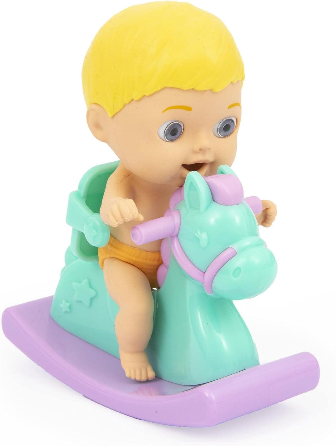 Giochi Preziosi Cicciobello Amicicci, Baby mit Schaukelpferd, mit Zubehör, Modell für Jungen, Blonde