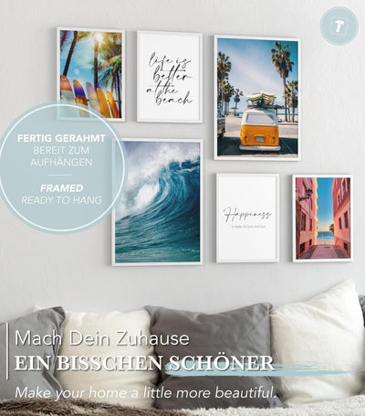 Papierschmiede® Mood Poster Set Surfing, Fertiges Bilder Set mit Rahmen (Holz, schwarz), Wohnzimmer