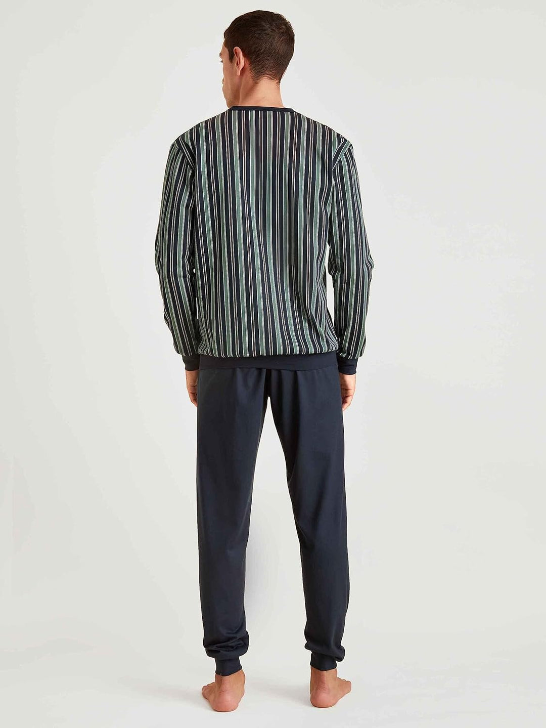 CALIDA Relax Imprint Bündchen-Pyjama Herren, Blue Night