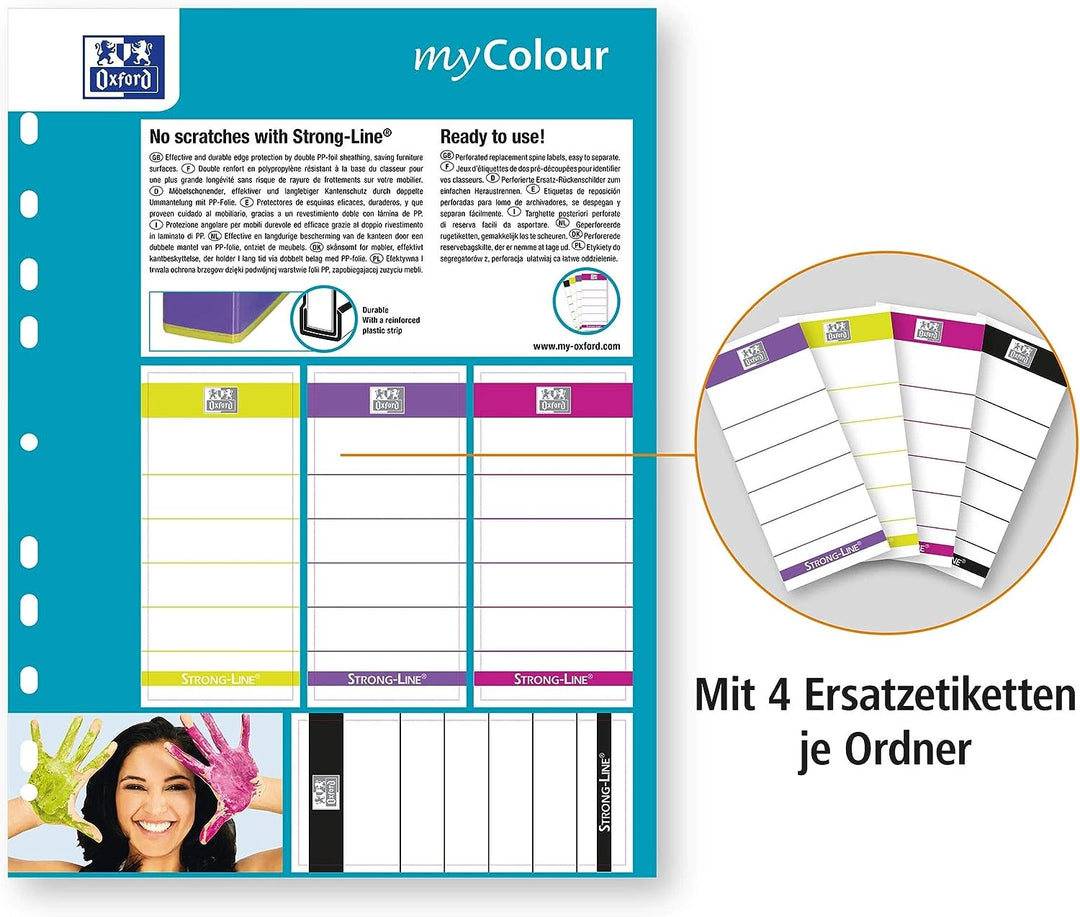 Oxford Ordner A4, myColour, 8 cm breit, zweifarbig schwarz sortiert, 10 Stück
