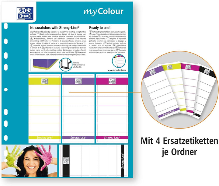 Oxford Ordner A4, MyColour, 8 cm breit, Schwarz-Weiss, 3 Stück schwarz-weiss Single, schwarz-weiss S