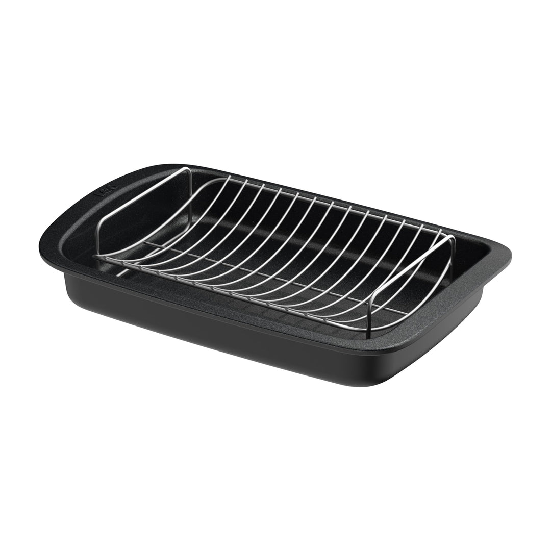 BergHOFF Leo Graphite Antihaft Bräter mit Rost 42x28cm - Auflaufform gross - Bräter rechteckig - Ofe