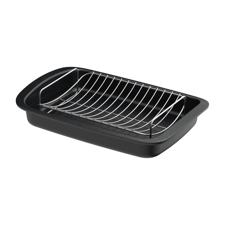BergHOFF Leo Graphite Antihaft Bräter mit Rost 42x28cm - Auflaufform gross - Bräter rechteckig - Ofe