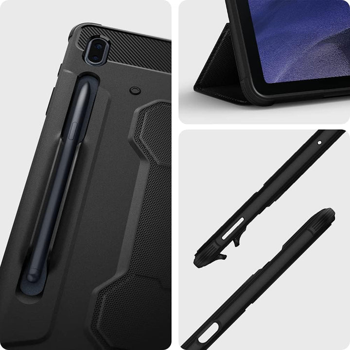 Spigen Rugged Armor Pro Entwickelt für Galaxy Tab S7 FE 5G Hülle mit Stifthalter (2021) - Schwarz
