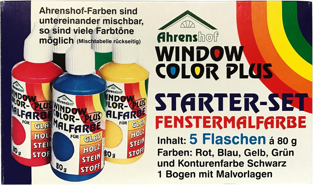 Fenstermalfarben Grundausstattung Starterset auch für Ostern von Ahrenshof, Window Colors Set mit 5