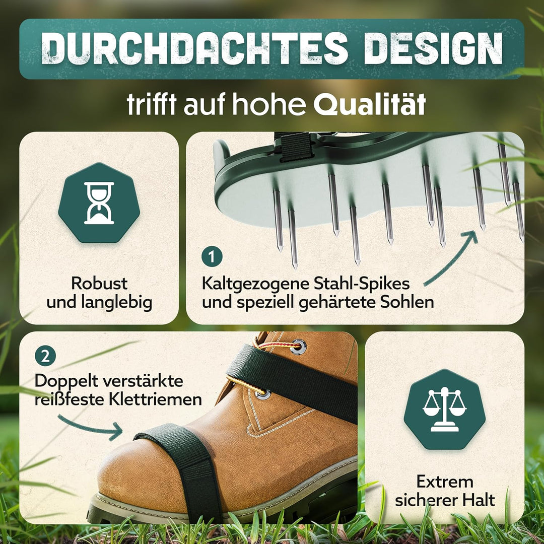 RASENKÖNIG Nagelschuhe Pro | Rasenlüfter Schuhe + Estrichschuhe | Rasenbelüfter Vertikutierer und Ae