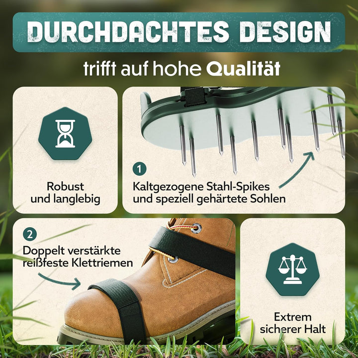RASENKÖNIG Nagelschuhe Pro | Rasenlüfter Schuhe + Estrichschuhe | Rasenbelüfter Vertikutierer und Ae
