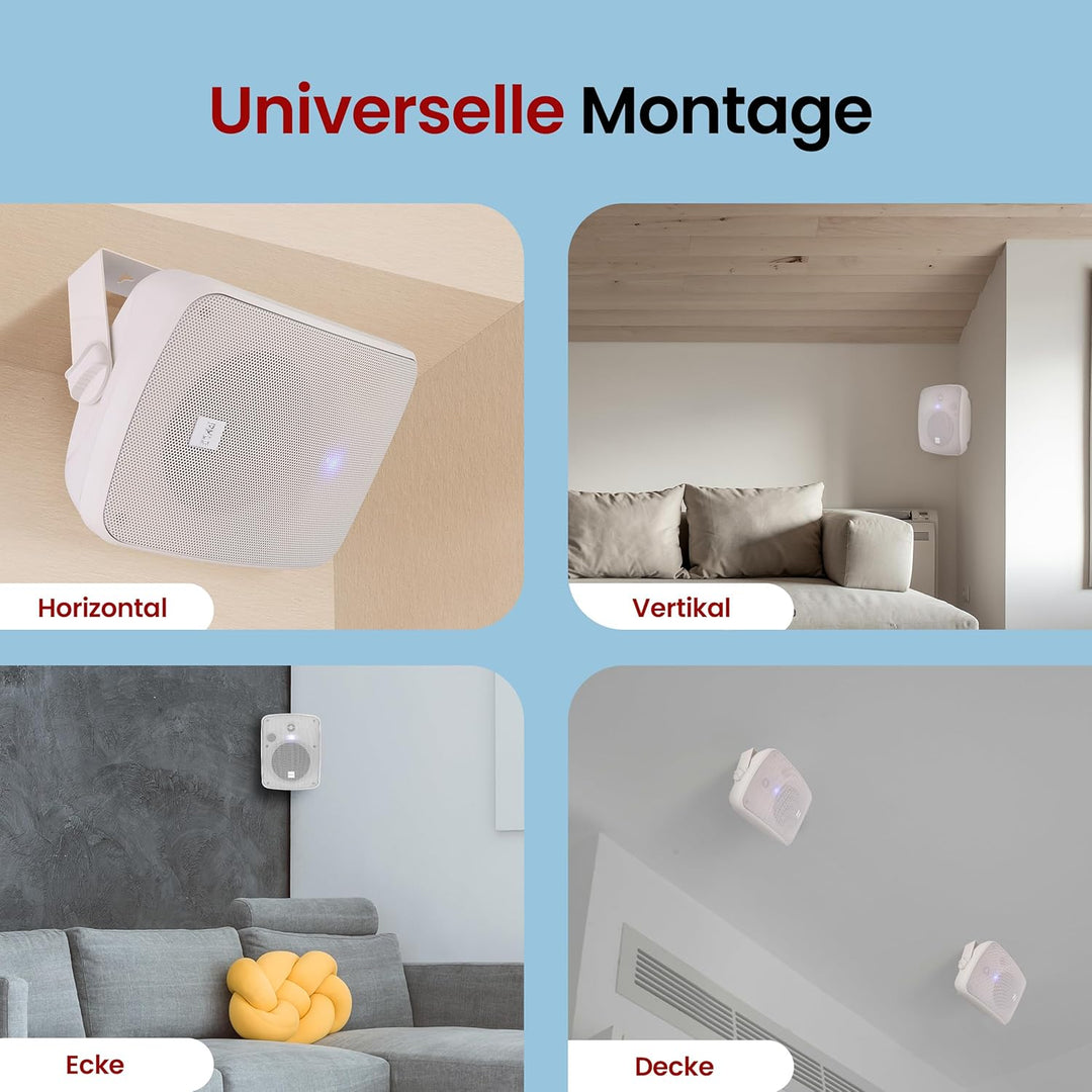 Pyle Lautsprecher Wandhalterung, Musikbox Bluetooth Gross 600 Watt, wasserdichte Box Outdoor & Indoo