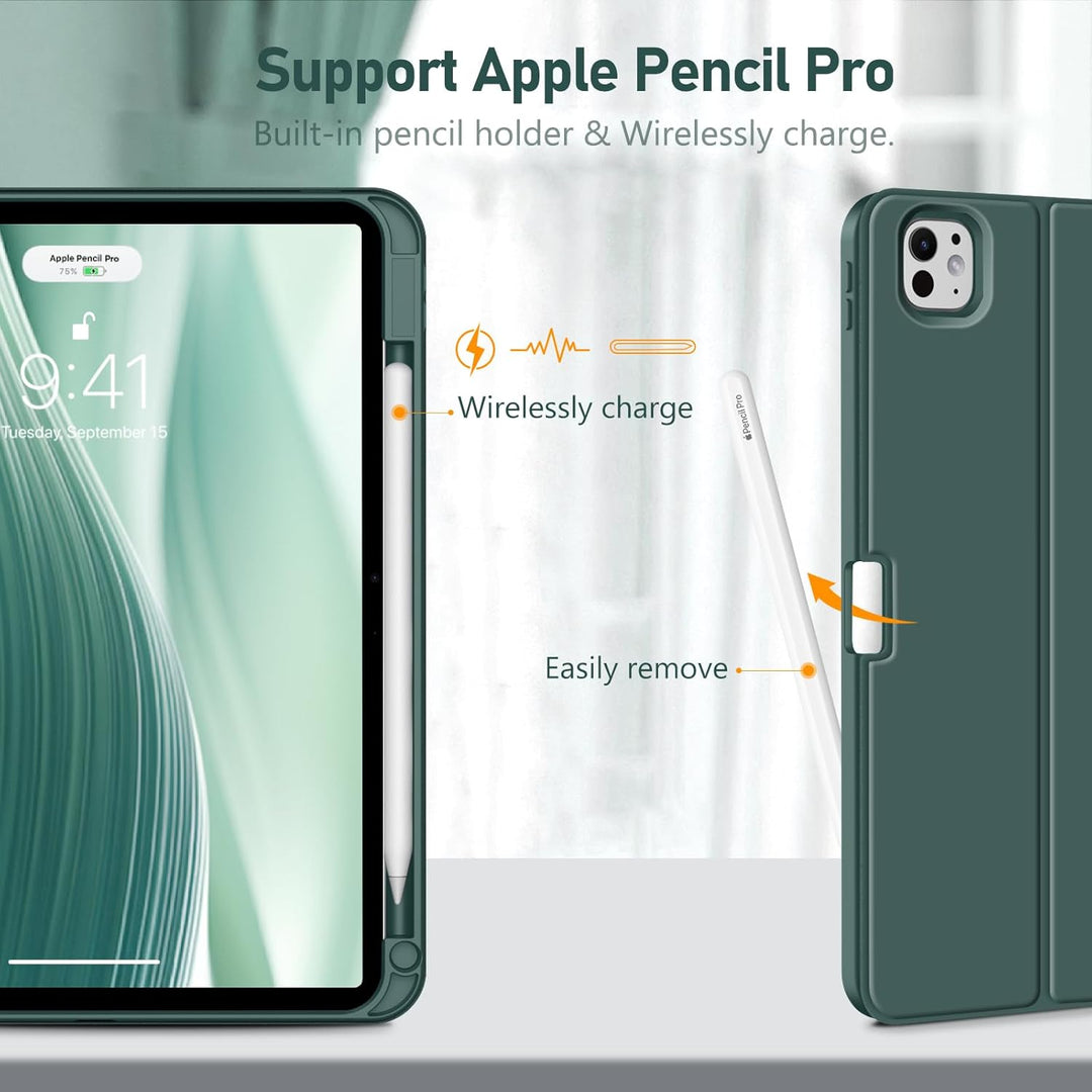 FINTIE Tastatur Hülle für iPad Pro 11 Zoll 2025/2024 (M5/M4), Soft TPU Rückseite Schutzhülle mit Sti