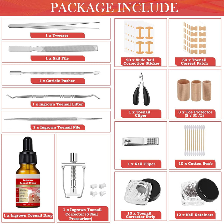 Ingrown Toenail Treatment, ELALRAU Ingrown Toenail Removal Kit with Ingrown Toenail Corrector Drops,