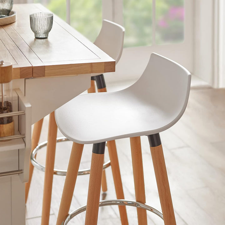 SoBuy FST86-W Barhocker mit Fussstütze Barstuhl Tresenhocker Barstuhl mit Rücklehne weiss Beine aus