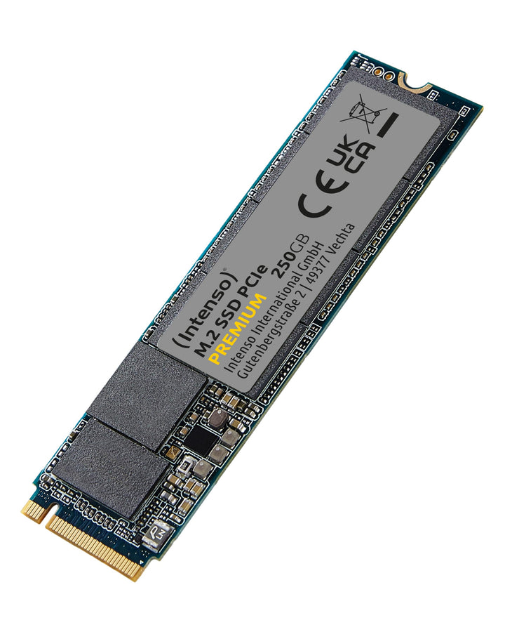 Intenso 250GB M.2 SSD PCIe Premium, bis zu 2100 MB/s, (PCI Express Gen.3x4 NVMe 1.3, Solid State Dri