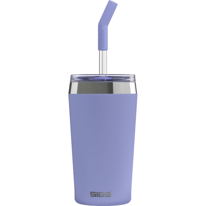 SIGG - Isolierbecher - Travel Mug Helia - Mit wiederverwendbarem Glastrinkhalm &amp; Reinigungsbürste -