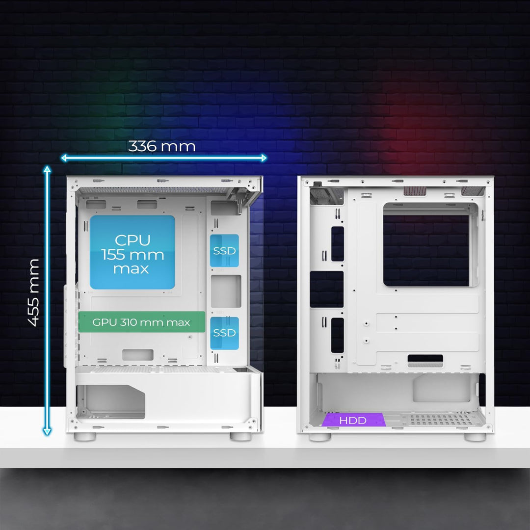 EMPIRE GAMING - (2024 Neu) Gamer PC-Gehäuse CM-241 – ARGB Mid Tower Micro-ATX und ITX – 3 Lüfter 120
