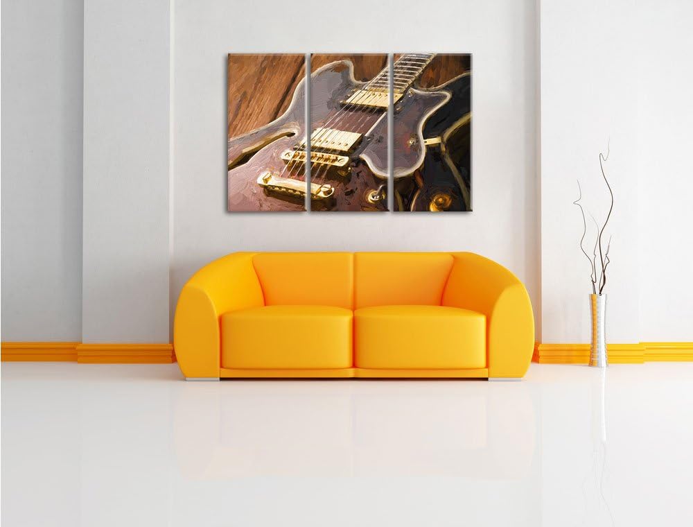 Pixxprint E-Gitarre als Leinwandbild | Grösse: 3 Teilig (120x80) | Wandbild| Kunstdruck | fertig bes