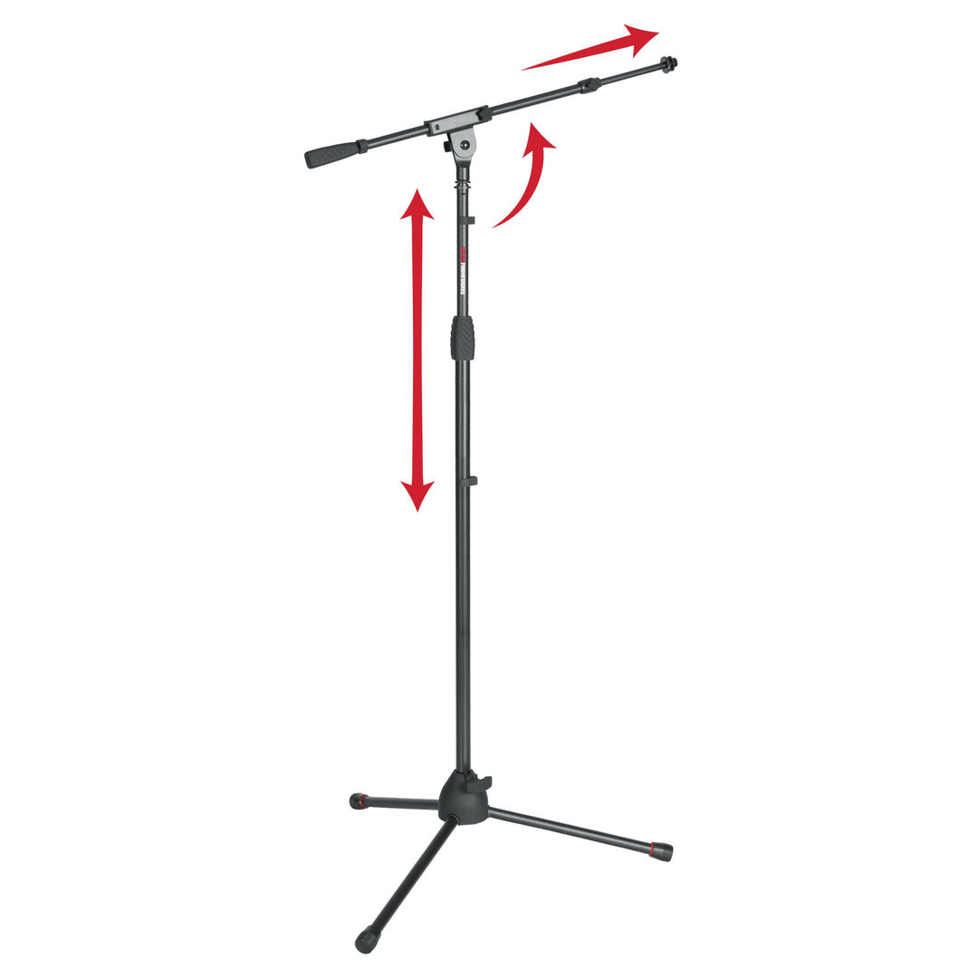Gator Frameworks Stativ-Mikrofonständer mit Softgrip-Drehkupplung, Auslegerarm und 3/8"- und 5/8"-Ad