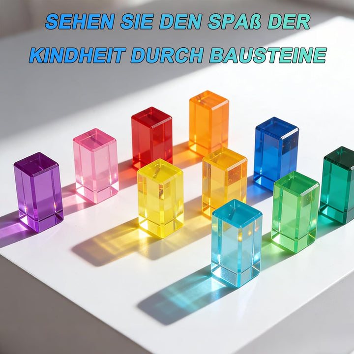 20pcs Acryl Bausteine Kinder - Sensorik Bausteine Jelly Blocks, Lichtbausteine, Montessori Regenboge
