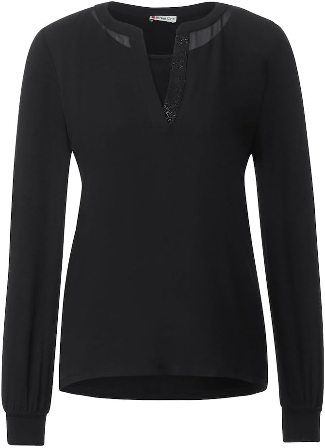 Street One Damen Chiffon Langarmshirt 38 Black (Schwarz), 38 Black (Schwarz)
