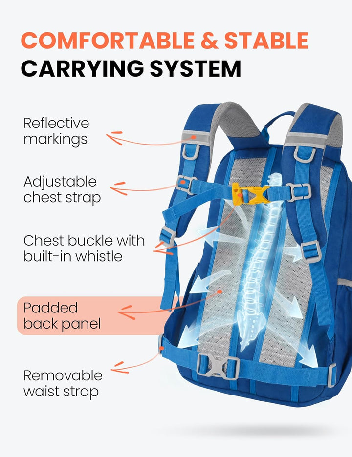 SKYSPER Kinderrucksack komfortabler Wanderrucksack Kinder für Jungen & Mädchen Blau, Blau