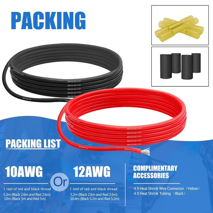 5,26 mm² Silikon Elektronik Kabe,Silikon Elektrischer Draht Kabel-HuLuWa 10 AWG Silikon Draht 5,2Met