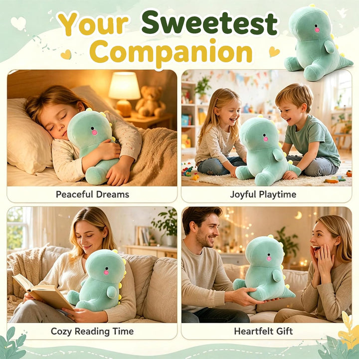 Plüschtier Dinosaurier Kuscheltier, 35CM Süsses Dino Stofftier Kissen, Kawaii Plüschsaurier Schmuset