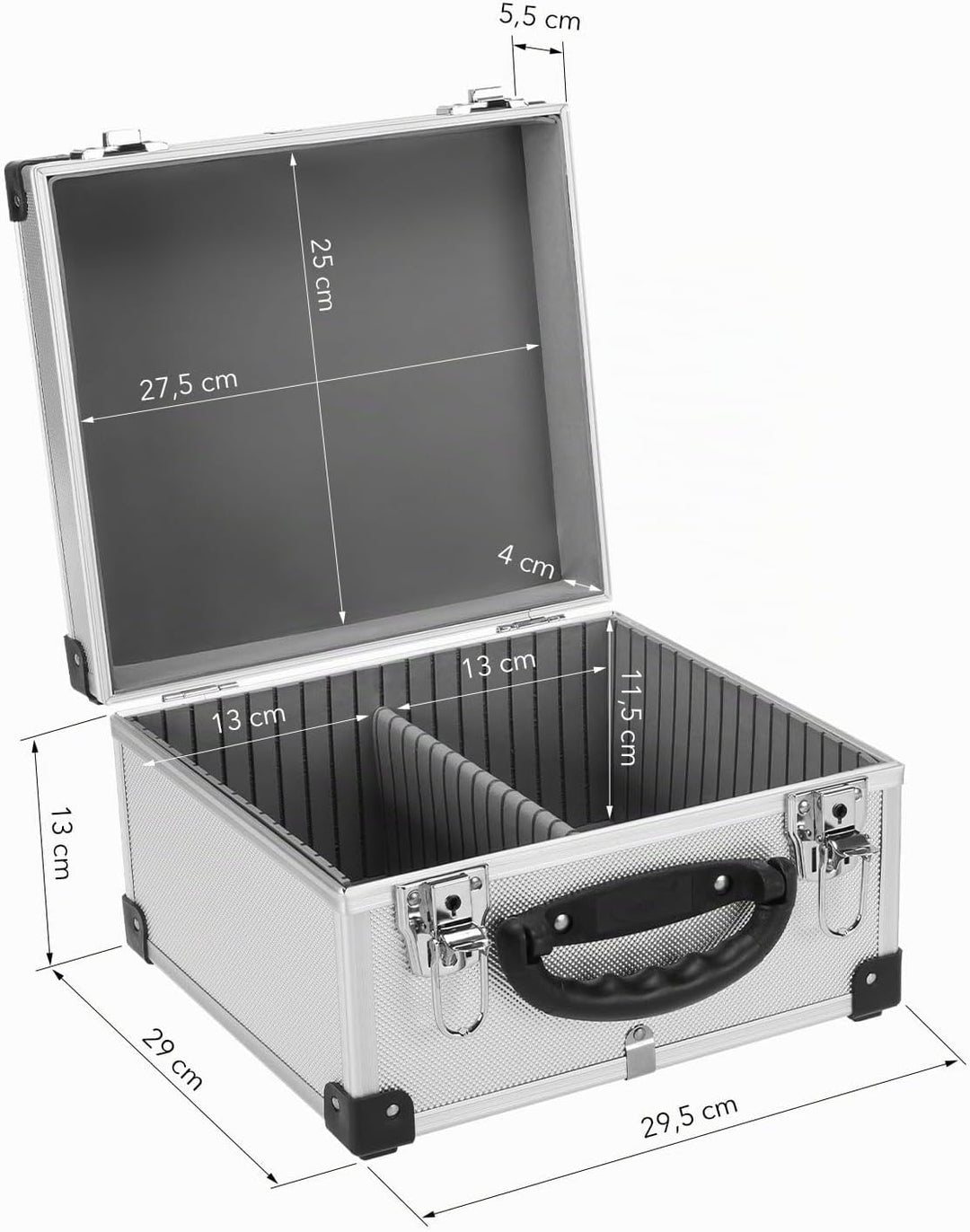 CD Koffer für 40 Standard CD Cases - 29,5 x 29 x 18,5 cm - Silber 40 CD&