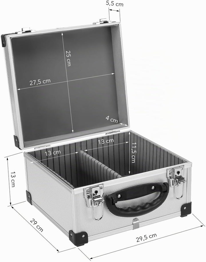 CD Koffer für 40 Standard CD Cases - 29,5 x 29 x 18,5 cm - Silber 40 CD&