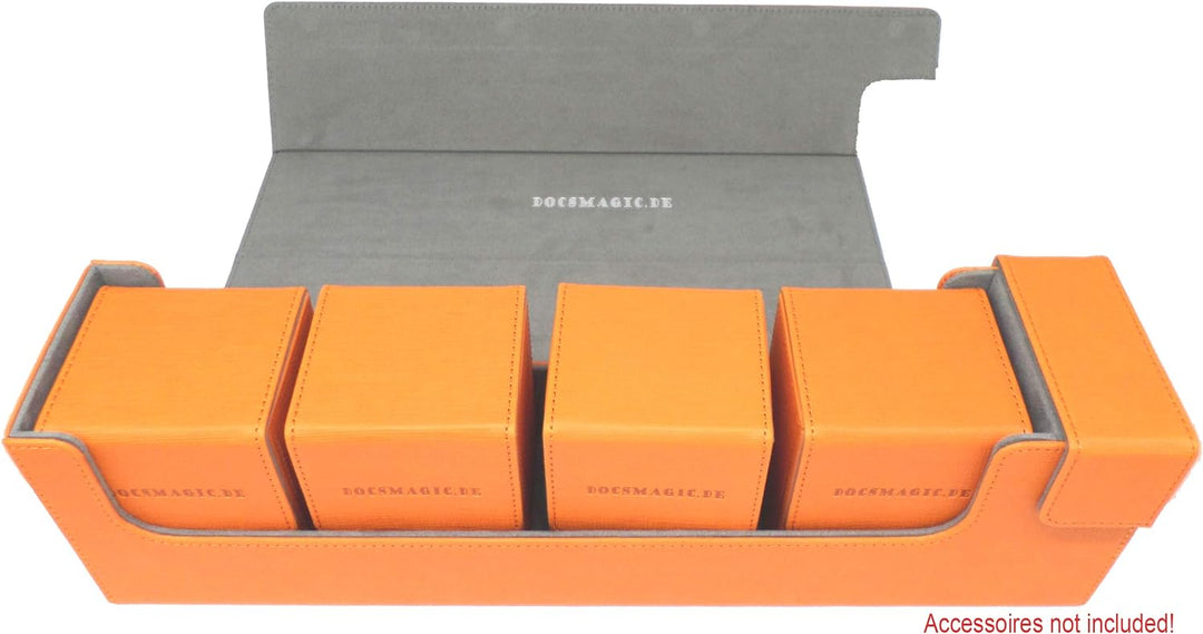 docsmagic.de Premium Magnetic Tray Long Box Orange Large - Card Deck Storage - Kartenbox Aufbewahrun