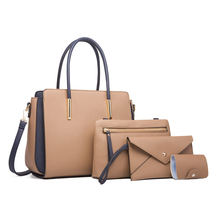 FANDARE Damen Handtasche 4 Stück Set Umhängetasche Frauen Reise Citytasche mit Unterarmtasche Brieft