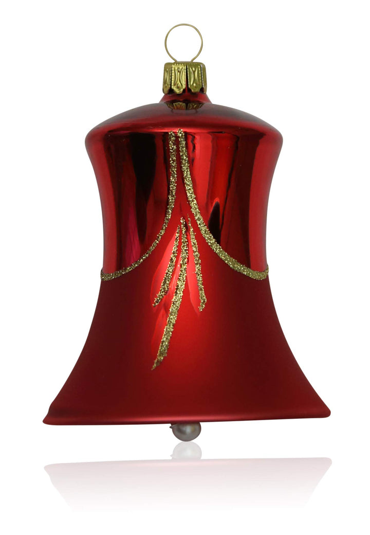Lauschaer Glas Christbaumschmuck Glocken gross rot glanz/matt 2 Stück d 7cm Christbaumschmuck Weihna