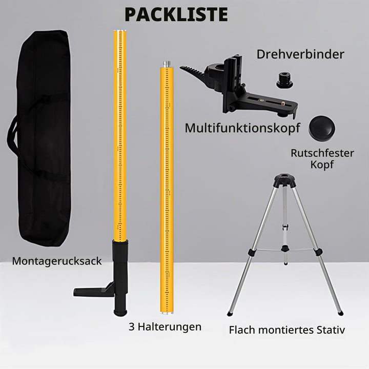 Laser Teleskopstange 3m/10ft, Laser-Stativ mit Höhenverstellung, Lasermontagestange-360°Drehung, Bau