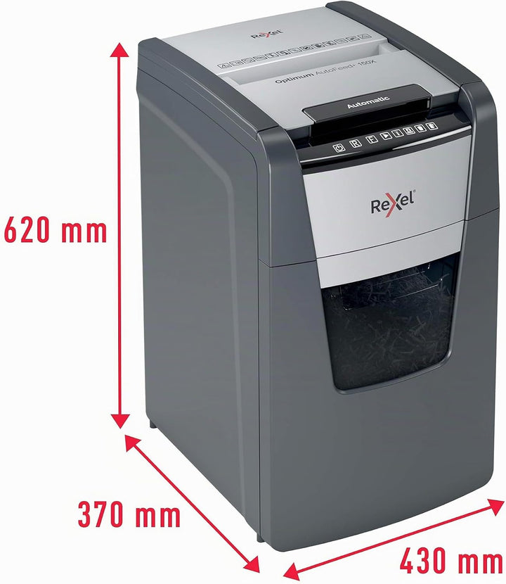 Rexel Optimum AutoFeed+ 150X Automatischer Aktenvernichter, 150 Blatt automatisch, Sicherheitsstufe