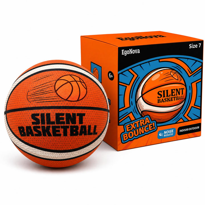 Grösse 7 Silent-Basketball mit Stoffbezug – Rutschfester PU-Schaum, hohe Sprungkraft &amp; realistisches