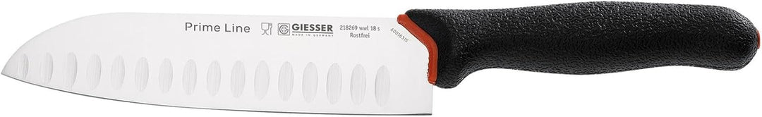 GIESSER seit 1776 - Made in Germany - Santoku 18 cm mit Kullenschliff PrimeLine Asia, schwarz, spülm