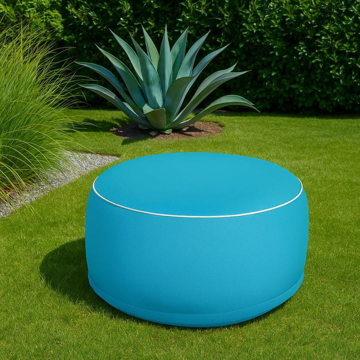 Brandsseller Outdoor Sitzhocker aufblasbar – Pouf Ø 55 x 25 cm – wasserabweisender Sitzsack für Gart