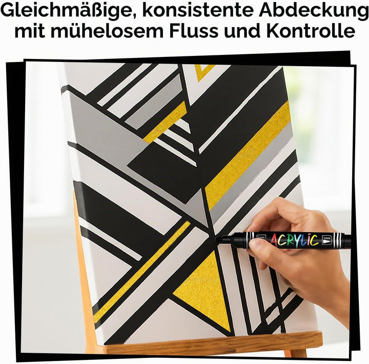 Chalkola 4 Acrylmarker Dualspitze (Weiss, Schwarz, Gold &amp; Silber) 1mm+5mm Acrylic Marker, Acrylstift