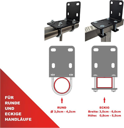 Ohne Bohren!!! Balkonfächerhalter Adapter für Balkongeländer Balkonfächer bis 140cmx140cm Befestigun