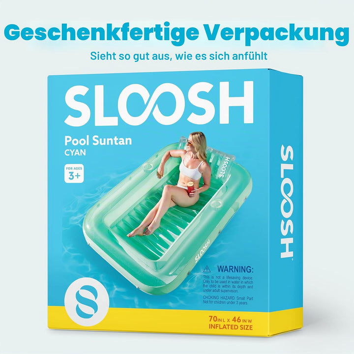 Sloosh aufblasbarer Sonnenpool, Luftmatratzte Pool, Sonnenbad mit abnehmbarem Kissen, persönlicher L